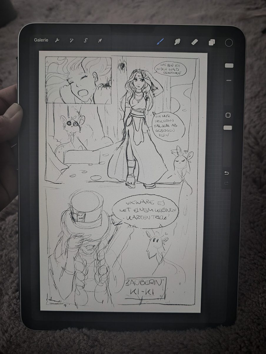 Zweite Comicseite von Dreamsland als Skizze auf dem iPad mit Procreate